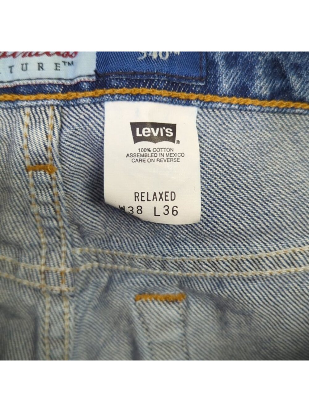 Levi's VTG Jeans Men's 38x36 Fits 36x36 Blue 540 Relaxed Fit Brown Tab - Picture 13 of 15